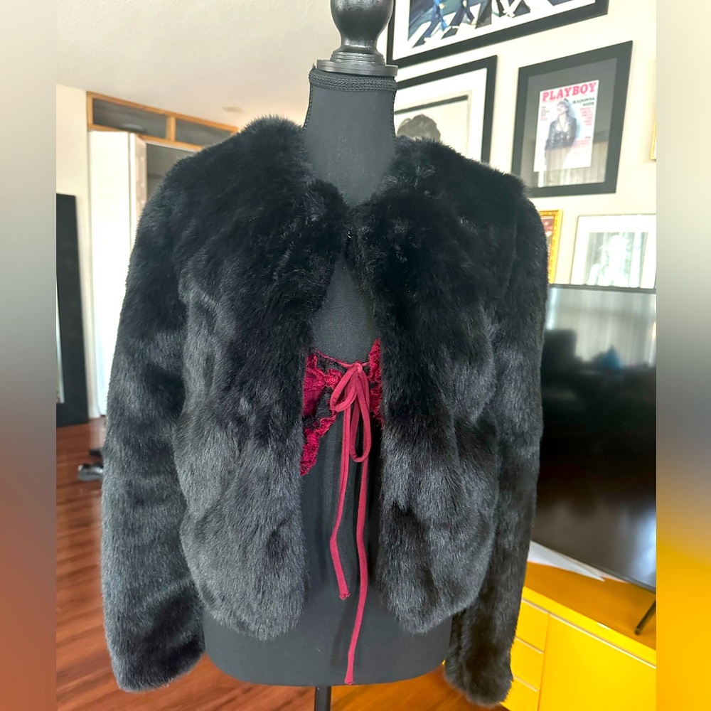 Faux fur black jacket